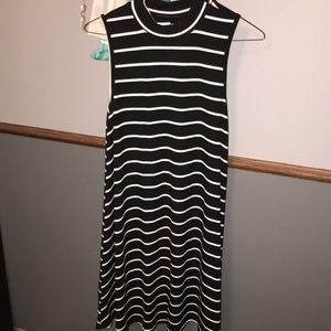 High neck striped dress